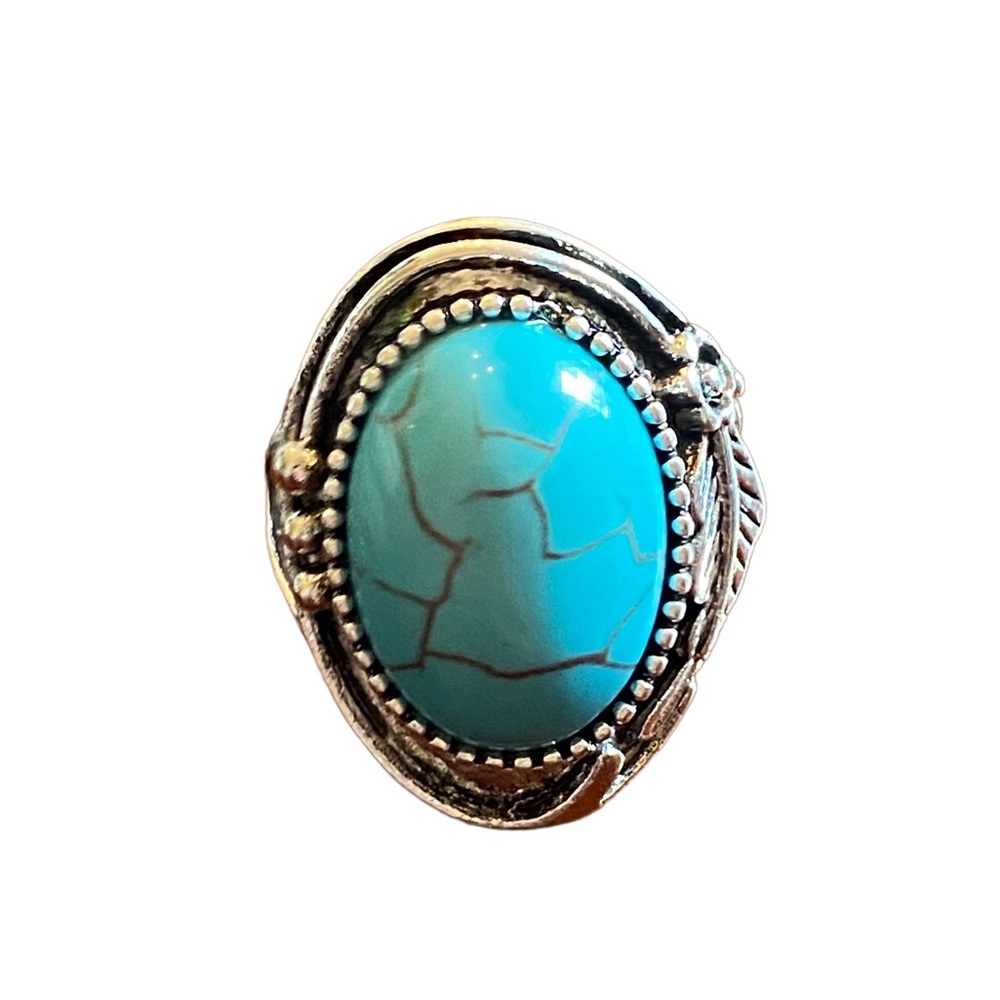 Boho Turquoise Silver Ring - image 6